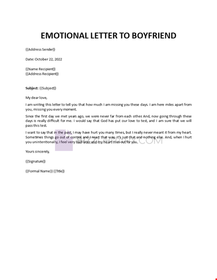 emotional letter to boyfriend template
