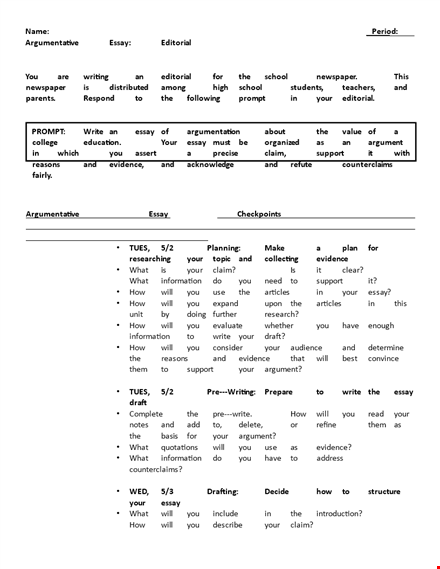 high school argumentative essay sample - strengthen your claim with persuasive arguments template
