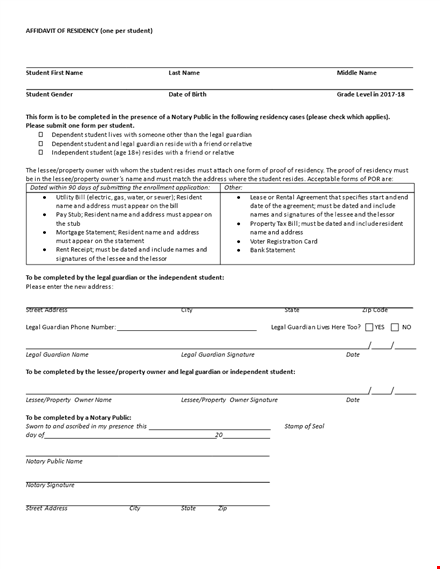 get your proof of residency letter for students - legal guardian template