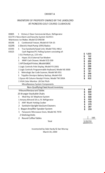 landlord property inventory template