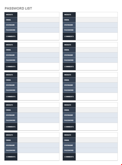 password list template - organize and secure your passwords effortlessly template