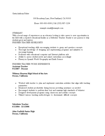 resume for teaching job fresher - a guide for new teachers in presenting their skills and expertise template
