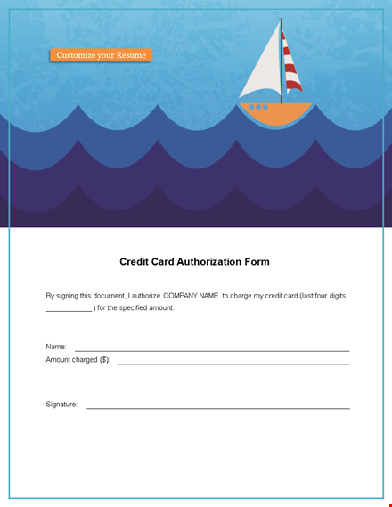 credit card authorization form template for company | secure credit authorization | hloom template