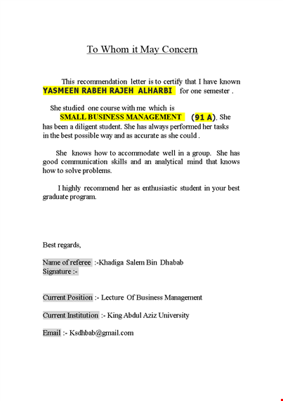business  professional to whom it may concern letter template