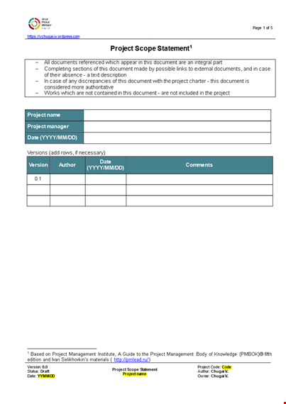 project scope example: effective project management at the requirements level template