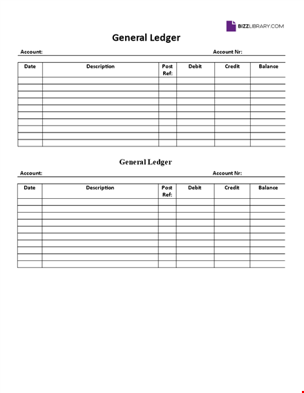 general ledger template template