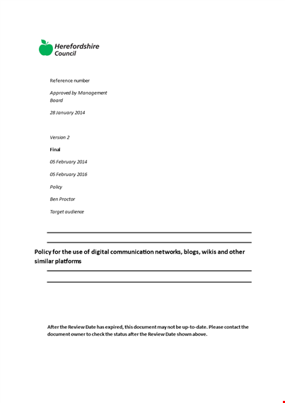 corporate social media policy template template
