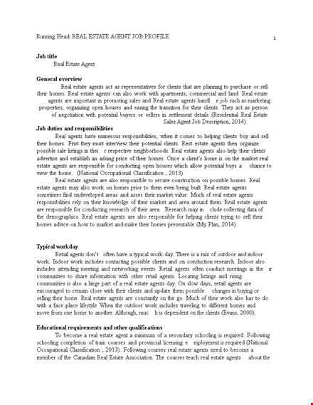 running head real estate job description template