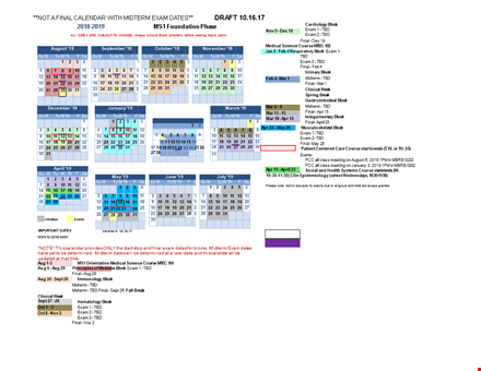 midterm exam dates calendar template