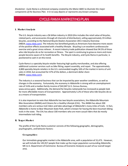 market analysis, marketing plan, and sales cycle for bicycle in abbotville template