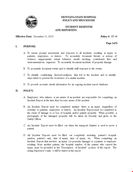 hospital patient incident report - document and manage incidents template