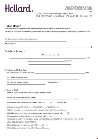 sample police report template template
