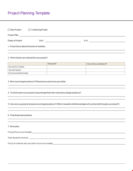 project plan examples template