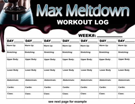 printable simple workout log template