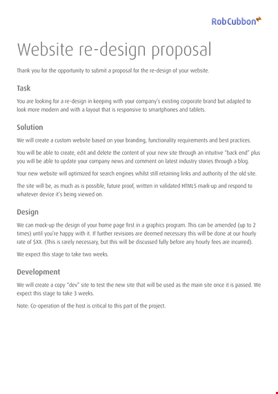 website re design concept proposal template