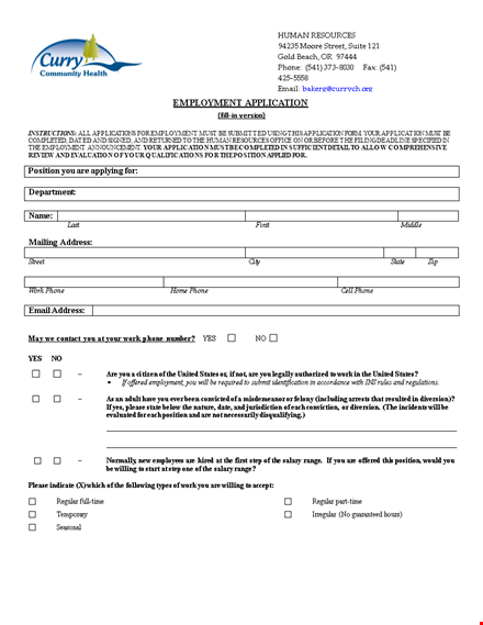 apply for a job easily: employment application template and information template