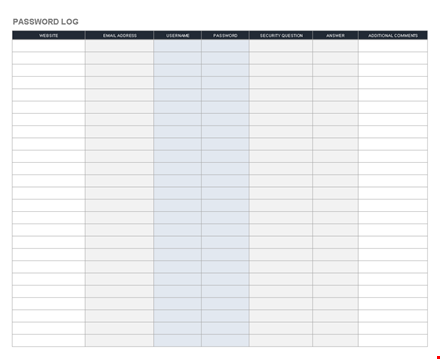 password list template - keep track of your logins and passwords template