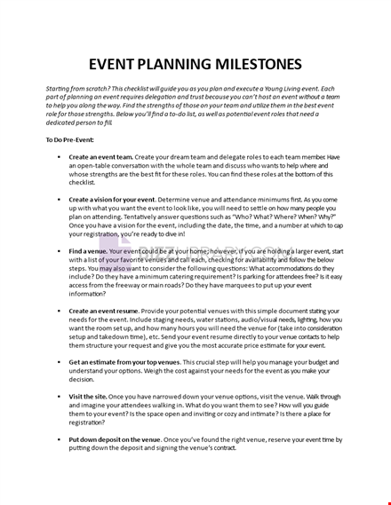 event planning milestones template