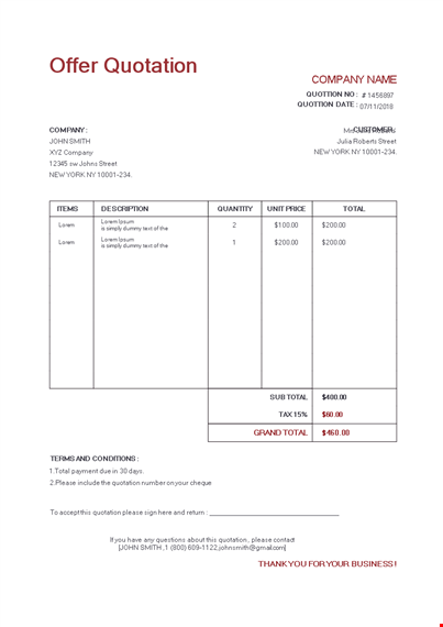 offer quotation template