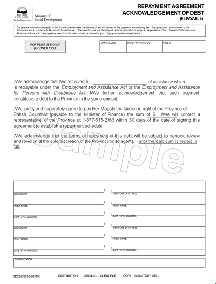 iou template for employment assistance template