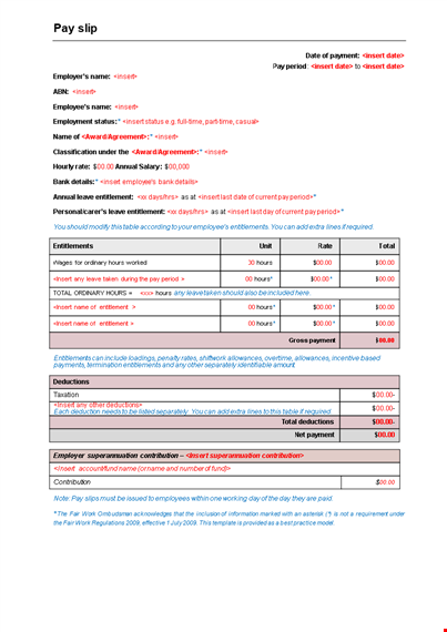 comany employee pay slip template word format download template