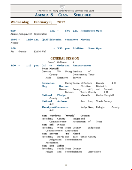 class agenda schedule template