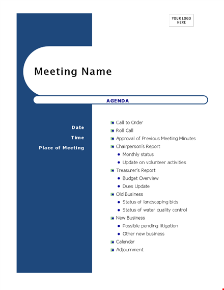 effective meeting agenda template - save time and stay organized template