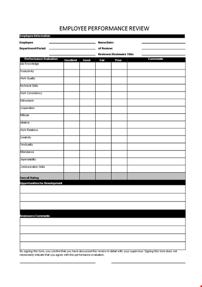 effective performance review examples for employees and reviewers template