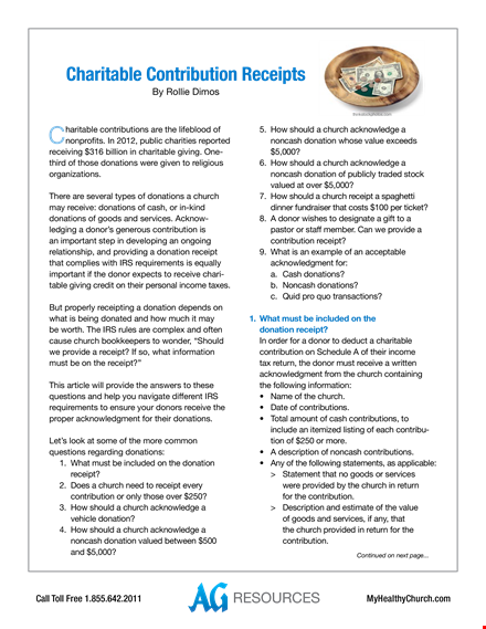 charitable contribution receipt template template