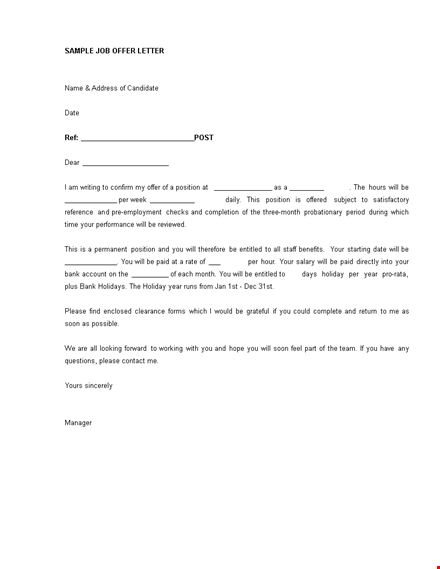 job offer letter doc format template