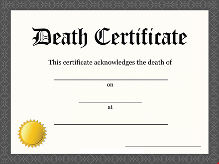 customize and print death certificate template - easy-to-use design template