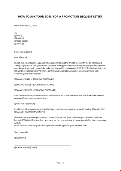boss promotion request letter template
