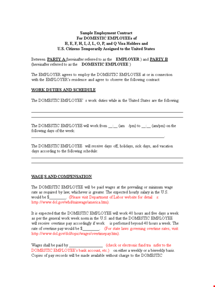 employee contract template for employers template