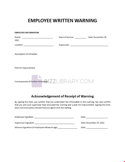 warning sheets for employees template