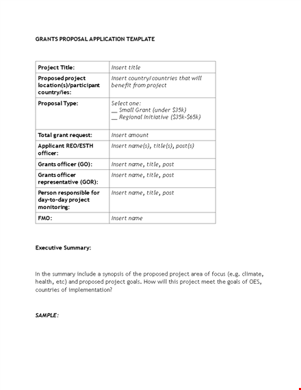 project grant proposal template - insert for marine projects in developing countries template