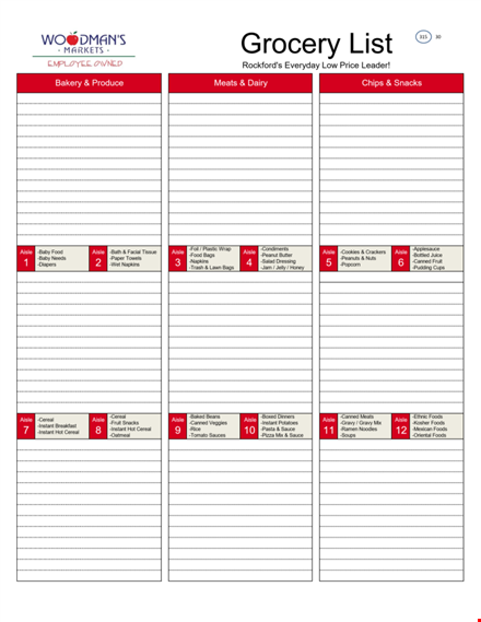 printable blank grocery list template - visit woodmans in rockford template