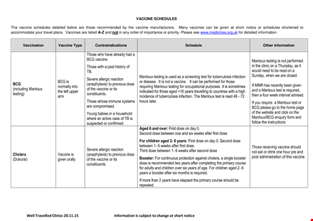 complete vaccination schedule: years and types of vaccines with booster shots template