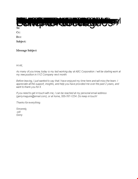 farewell email template - say goodbye to colleagues with a touch of professionalism template
