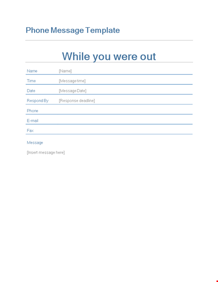 professional phone message template - keep track of incoming calls template