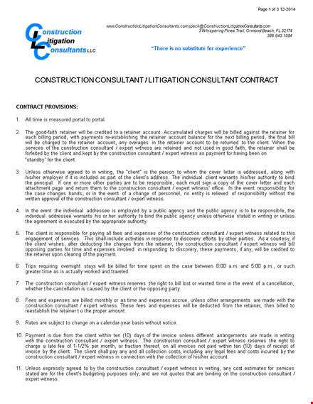 construction consultant contract template - expert witness & client construction consultant template