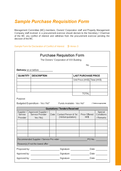 create a purchase requisition form for your business | easy price management template