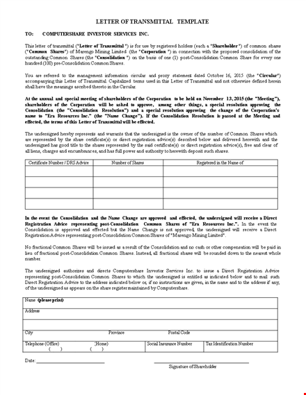 efficiently consolidate shares with our letter of transmittal template | computershare template
