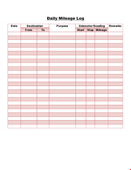 track your daily mileage with our mileage log templates template