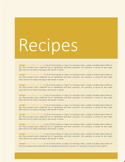 create your cookbook with ease: recipes, instructions, and ingredients with cookbook template template