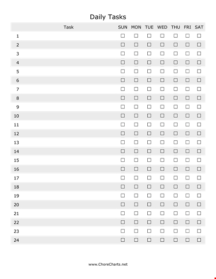 daily task chore chart for kids template