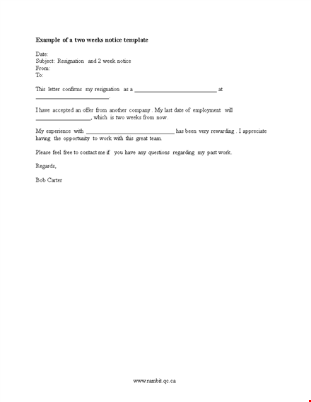 resignation notice: make it official with two weeks notice template