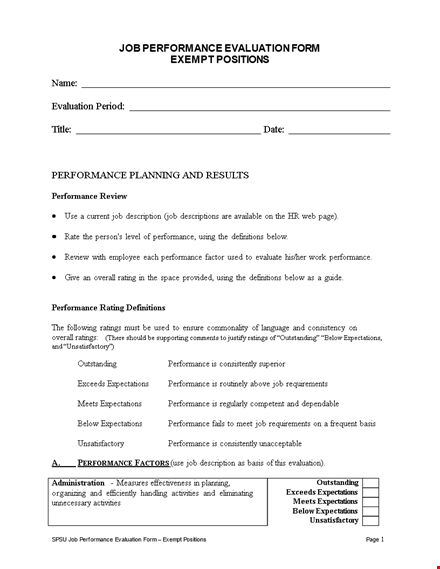 employee job performance revie form template