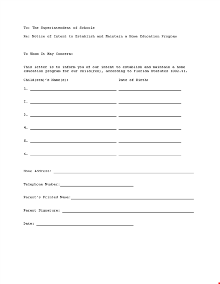 education letter of intent: establish and maintain your intent template