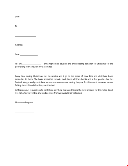 christmas donation request letter for classmates template