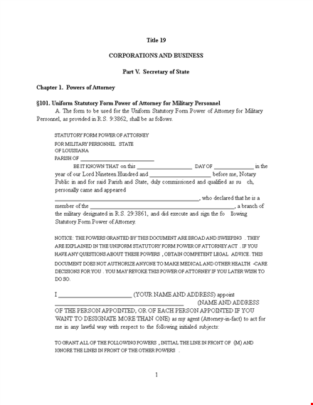military power of attorney form - simplify transactions with attorney powers template